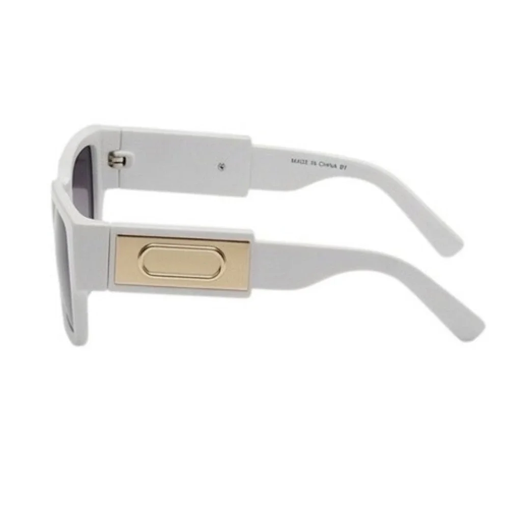 Men Bold White Square Sunglasses Idea Trendy Styling‎ Confident Summer Fashion